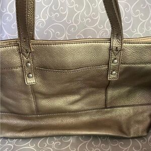 Fossil Metallic Bronze Leather Shoulder Tote